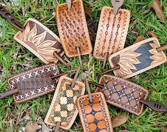 hair stick custom leather barette leather hair holder bun holder handmade leather hair clip western accessory cowgirl gift farm girl hair
