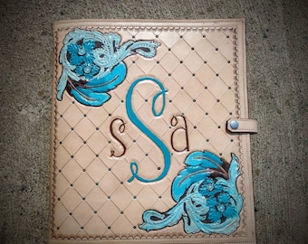 Leather binder western leather planner padfolio truckers notebook dayplanners 1" 3 ring binder cowgirl notes cowboy gift wedding photo book