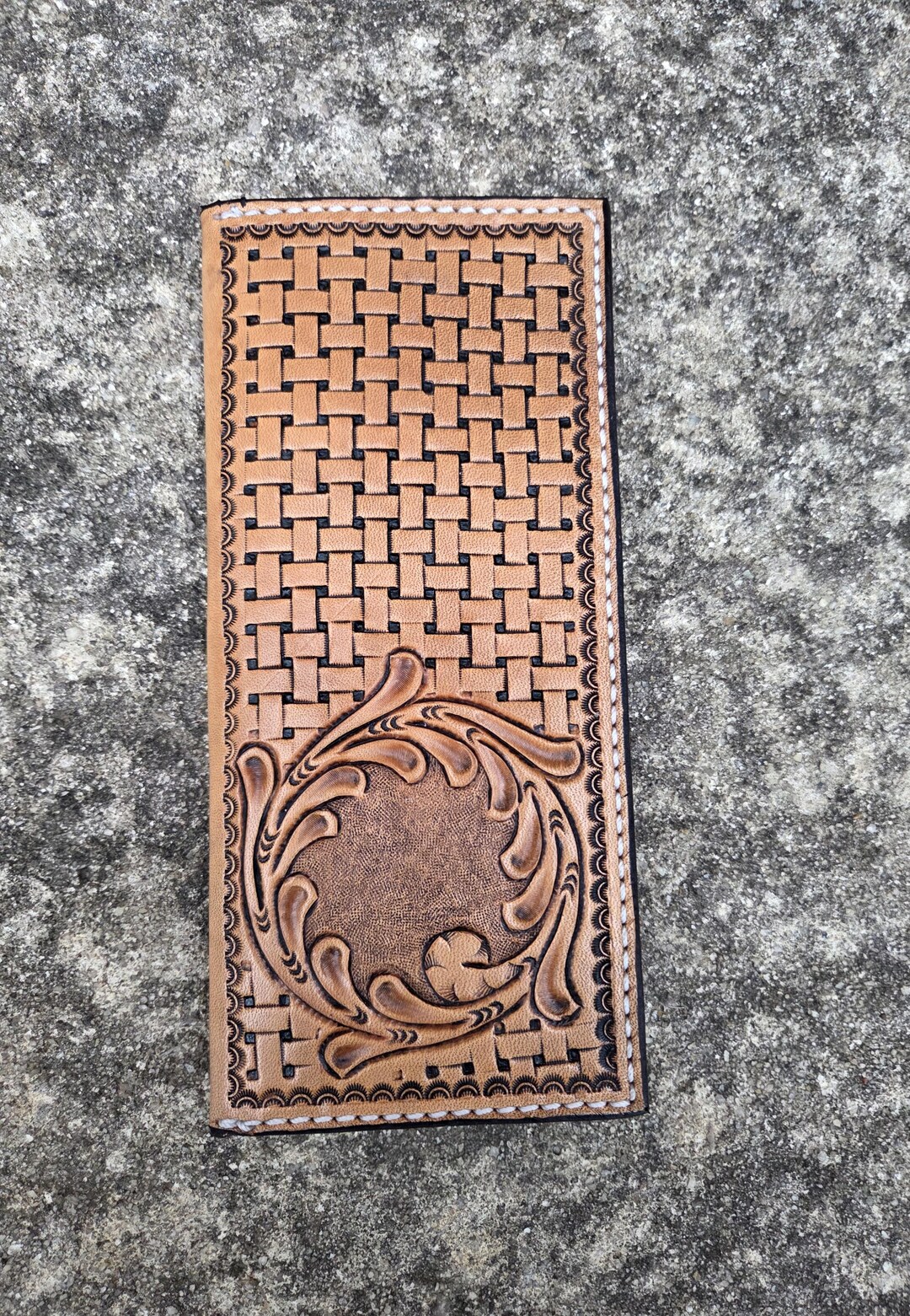 Mens Long Wallet Leather Wallets Tooled Leather Cowboy Gift Custom Card ...