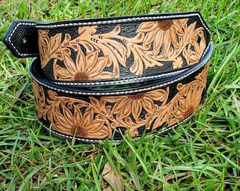 Custom purse strap tooled leather crossbody strap sunflower leather strap tooled leather purse strap custom strap cowgirl gift western purse