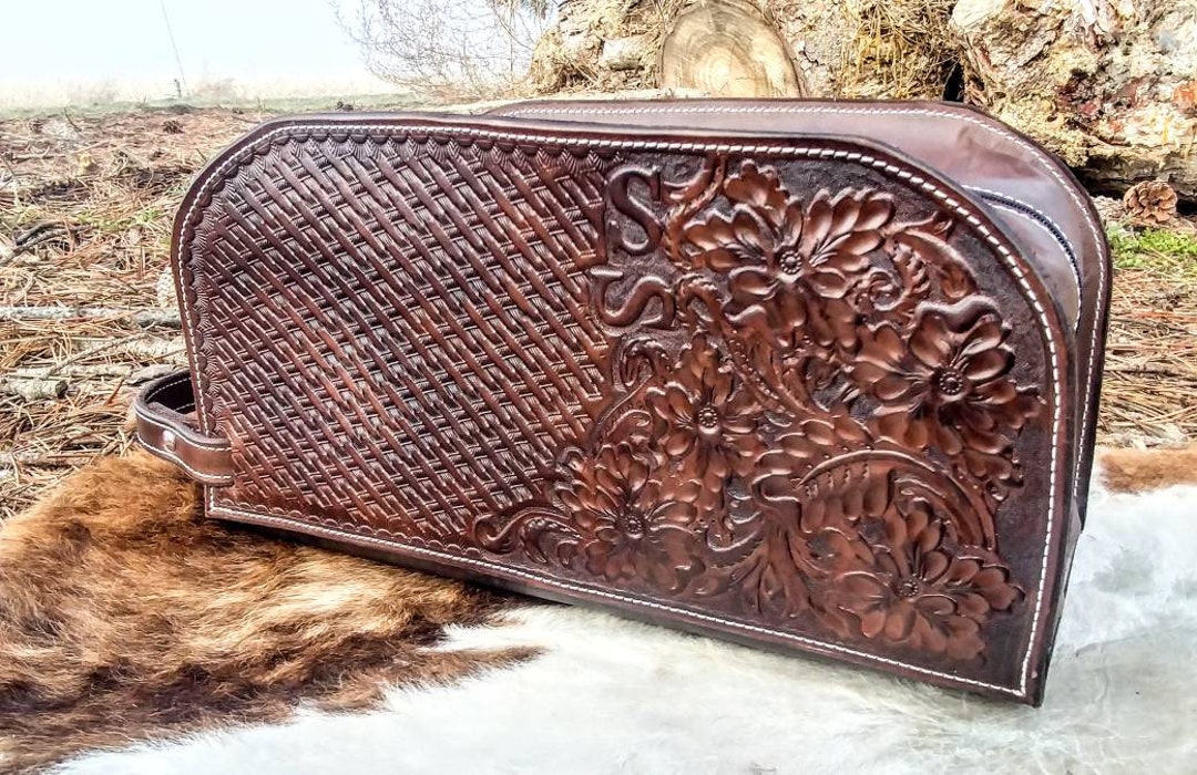 Leather Toiletry Bag Mens Shave Kit Dopp Bag Western Accessory Cowboy