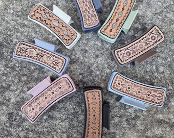 Leather hair clip claw clips butterfly clip western accessories cowgirl fashion custom leather boho tribal accessory girl gift hair berette