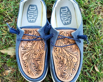 Womens shoes size 8 Leather patch shoe custom shoe topper hand carved leather shoe tops womens dudes loafer cowgirl fashion western shoes