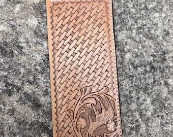 Leather wallet mens long wallets tooled leather antler deer hunter gift custom card holder Roper wallet outdoorsman gift whitetail shed