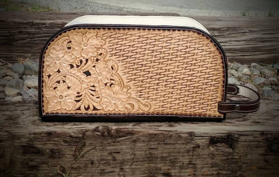 Leather Toiletry Bag Mens Shave Kit Dopp Bag Western Accessory Cowboy