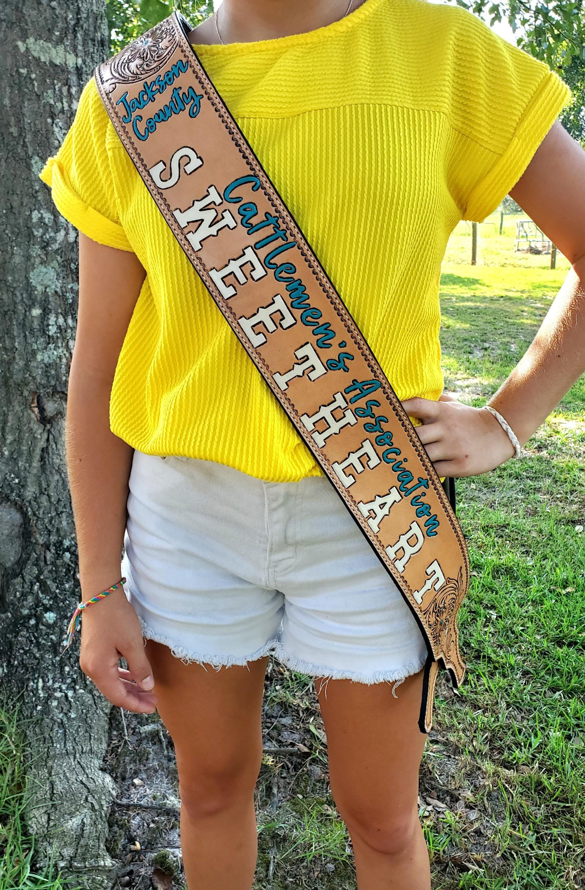 Leather Sash Custom Leather Rodeo Queen Sashes Cattlemen 