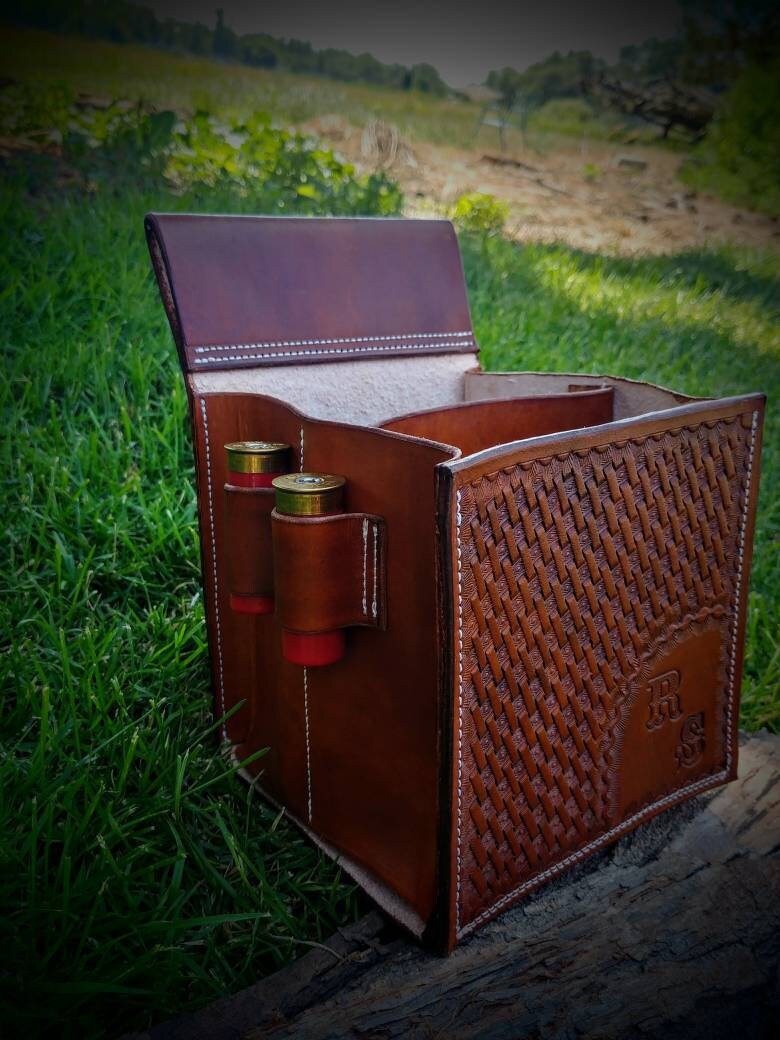 Leather shooting pouch custom shell bag personalized leather Etsy