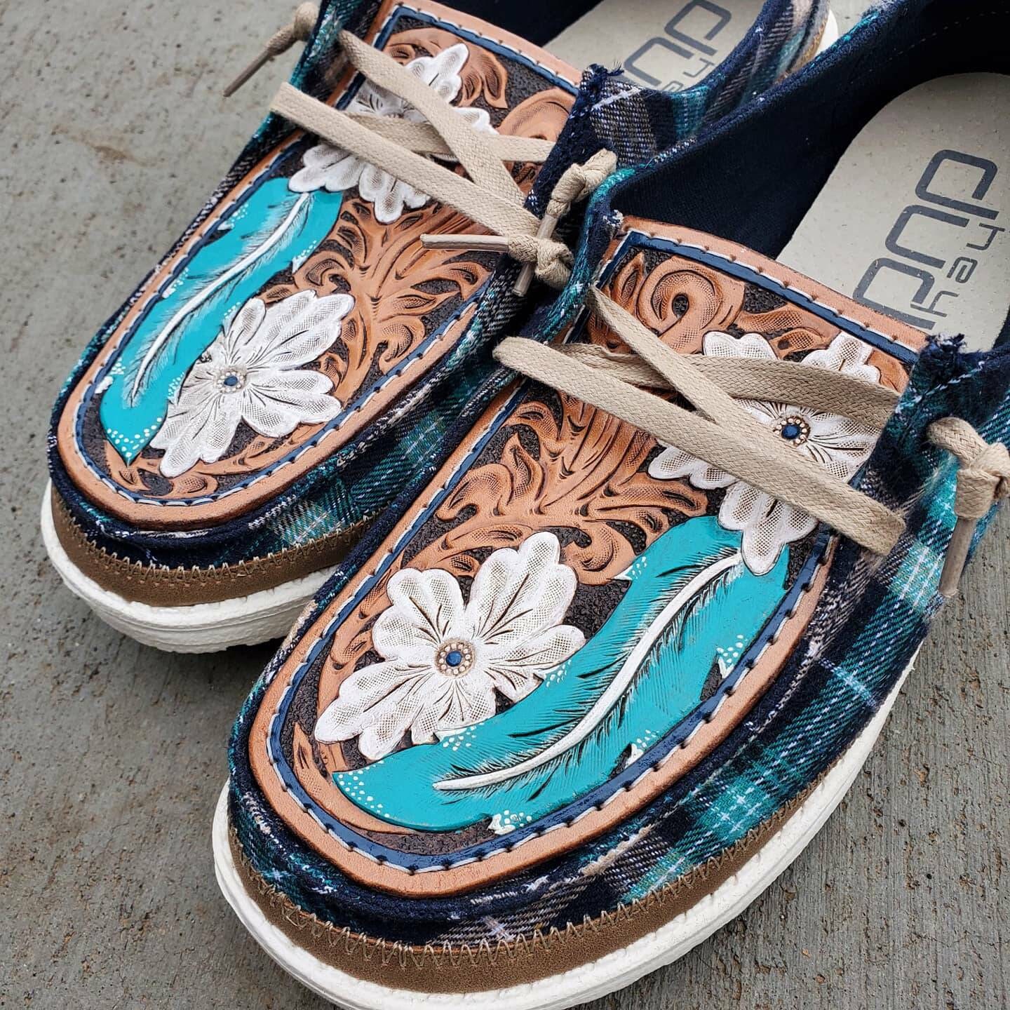 custom leather hey dude shoes