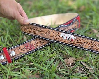 Leather belt western leather belts custom belt with brand personalized color pop belt cowgirl cowboy gift rodeo fashion aces cards cross