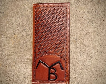 Western wallet leather long wallet cowboy gift rustic card holders custom brand wallet tooled leather roper basketweave wallet personalized