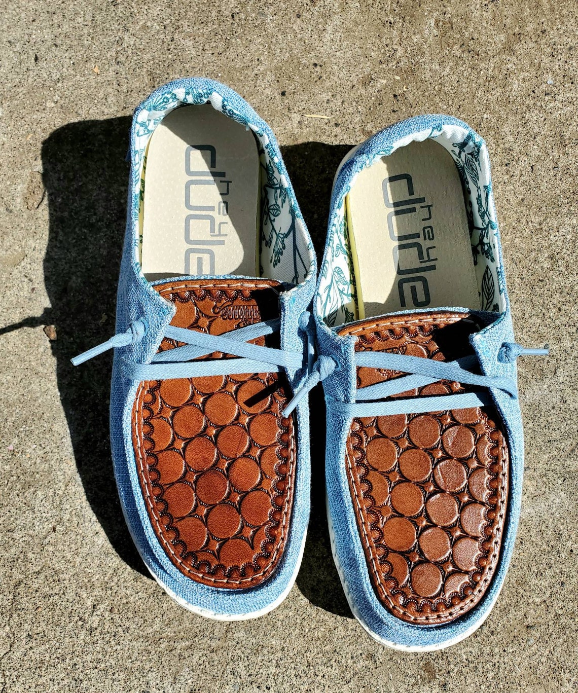 Hey Dude shoes leather patch custom hey dudes loafer shoe | Etsy