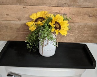 Wood Toilet Tank Cover Tray, Rustic Toilet Paper Holder, Tray , Farmhouse, Sunflower Bath Sign,Bathroom Storage,Hello Sweet Cheeks