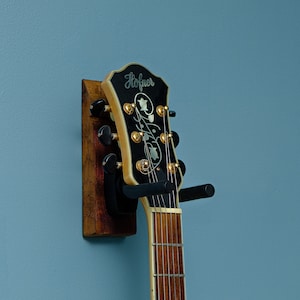 Vertical Wall Mounted Recycled Stave Guitar Hanger - Gift for Guitarist, Gift for Bassist, Music Room Gift, Unique Handmade Music Lover Gift
