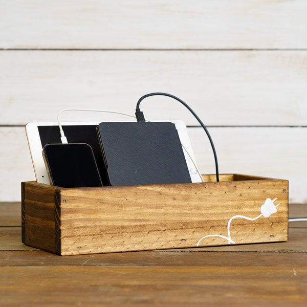 Family Time, Rustic Farmhouse Unplug Charging Box - Unplug Box,- Perfect place to charge phones, ipad, tablets, kindles - Colors available!