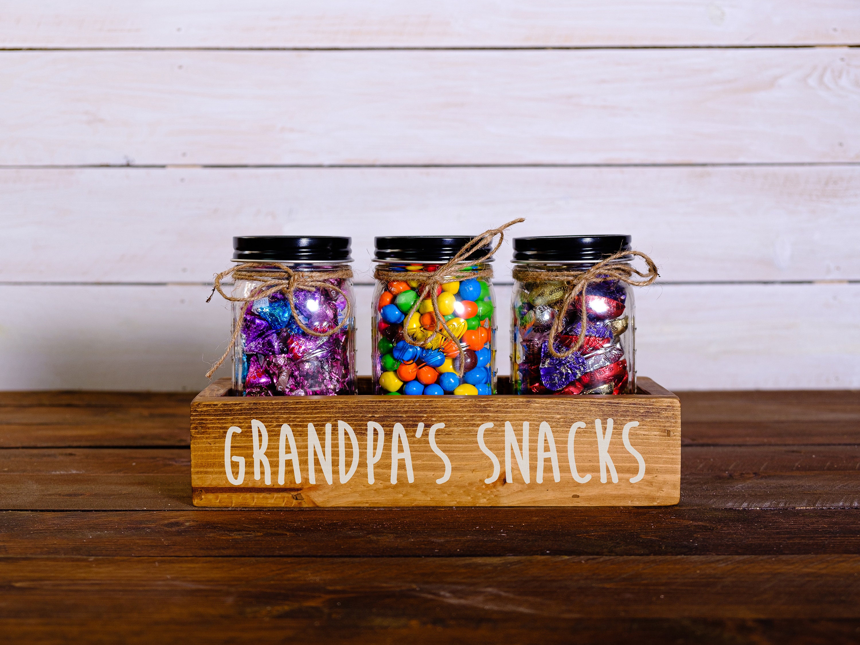 Snack Tray With Mason Jars, Candy Jars, Nut Container, Rustic