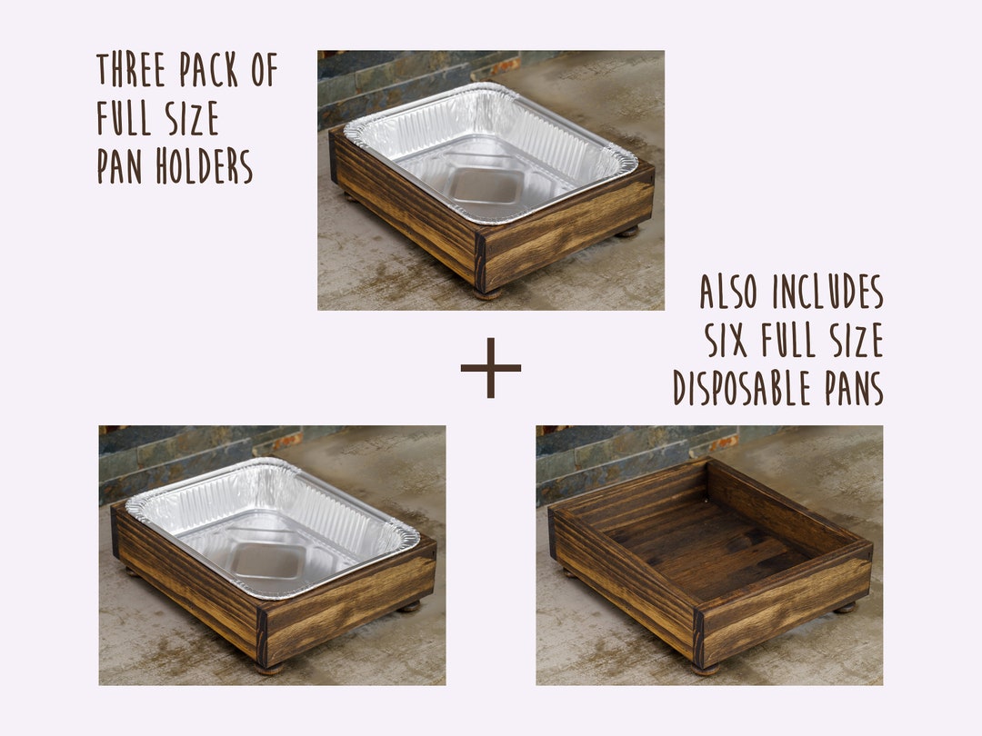 3 Pack of Full Size Disposable Foil Pan Holders, Event Catering Set