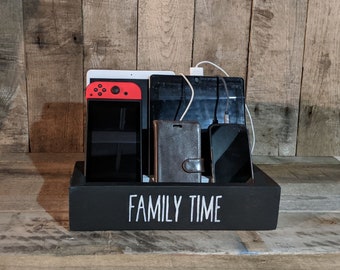 Family Time  Unplug Charging Box Perfect place to charge phones,ipad,tablets,kindles,Switch - Home,School,Camper,Dorm Many Colors available!