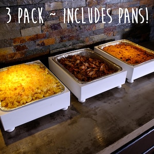 3 Pack of Disposable Foil Pan Holders - FREE SHIPPING - Aluminum Disposable Tray Holders, Buffet Servers, Farmhouse Wedding, Event Catering image 1