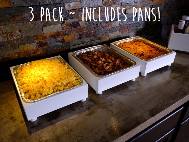 3 Pack of Disposable Foil Pan Holders - FREE SHIPPING - Aluminum Disposable Tray Holders, Buffet Servers, Farmhouse Wedding, Event Catering image 1