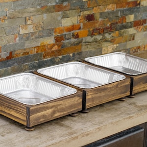 3 Pack of Disposable Foil Pan Holders - FREE SHIPPING - Aluminum Disposable Tray Holders, Buffet Servers, Farmhouse Wedding, Event Catering image 2