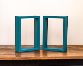2 Pack of Small 13" Tall Wooden Floating Box Shelves, Plant Shelf, Trinket Display, Candle Holder, Collectibles Box Frame Shelf, Many Colors