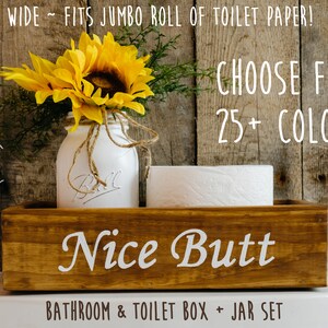 Funny Nice Butt Jumbo Toilet Paper Holder Box, Farmhouse Bathroom Sunflower Decor, Mason Jar, Bathroom Storage Box, Wide Toilet Box Gift