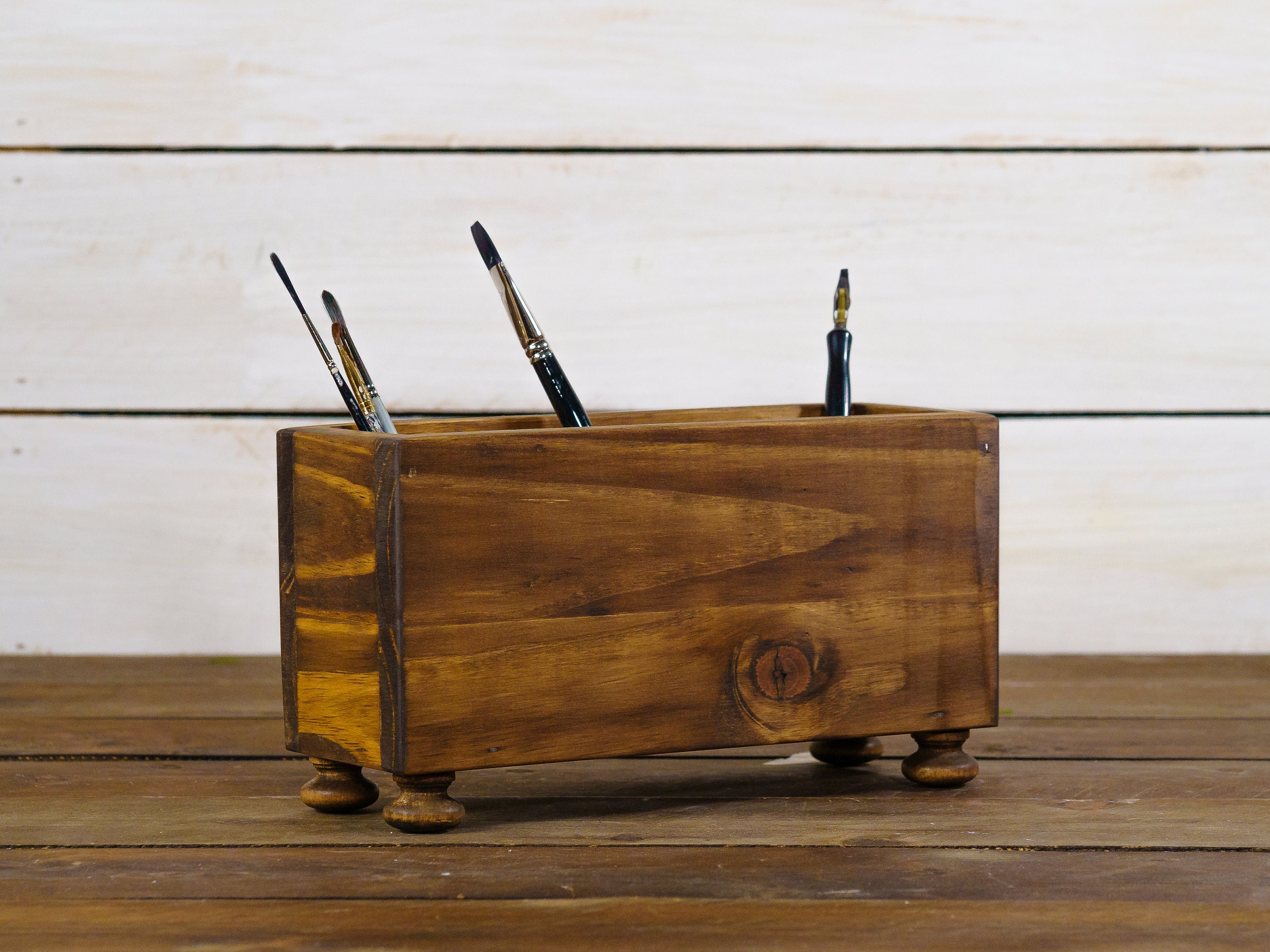 Art Caddy / Art Supply 3 Compartment Storage Box, Handmade Wooden Brush  Holder, Pen, Markers, Pencils, Paint Water, Desk Storage, Art Studio 