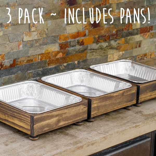 3 Pack of Disposable Foil Pan Holders, Party Set, Aluminum Disposable Tray Holders, Buffet Servers, Farmhouse Wedding Decor, Event Catering