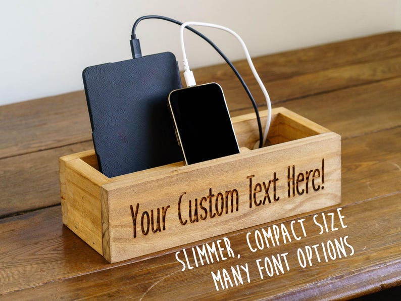 Personalized Engraved Custom Text Space Saver, Slim Wooden Phone ...