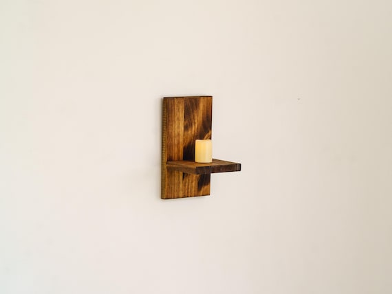 Wooden Wall Sconce Shelf, 9" Farmhouse Plant Shelf, Wood Succulent Shelves, Candle Sconce, Modern Wall Decor Art, Rustic Jar / Candle Holder