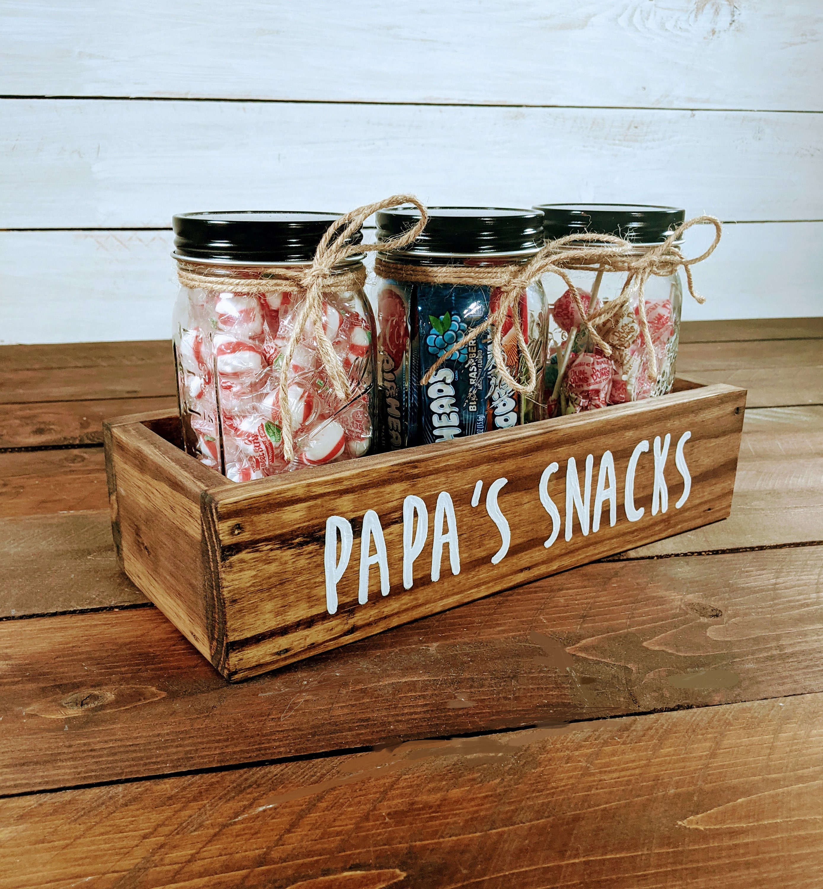 Snack Tray With Mason Jars, Candy Jars, Nut Container, Rustic Wooden Box,  Treat Holder, Home or Office, Kitchen Counter, Living Room, 
