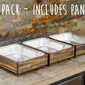 3 Pack of Disposable Foil Pan Holders, Party Set, Aluminum Disposable Tray Holders, Buffet Servers, Farmhouse Wedding Decor, Event Catering