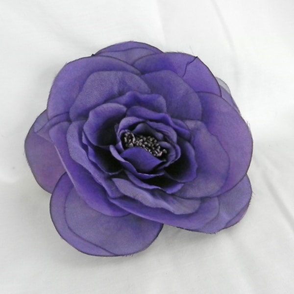 Purple Flower Pin made from Organza 6" in diameter- perfect for Bridal Purses and Hats  MI01709