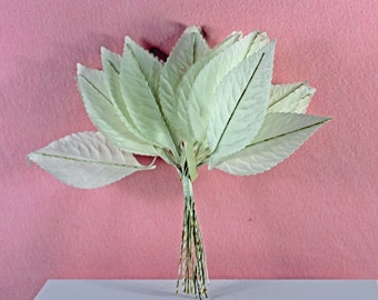 Milliners Spray of Large  White Satin/Taffeta Corsage leaves from the 1950s  Made in Japan  FLO803