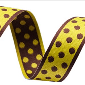 Polka Dot Ribbon 3/4" Large Pistache Green/ Brown Great for Hair Ribbons! Fabriqué en France Renaissance RIB28610