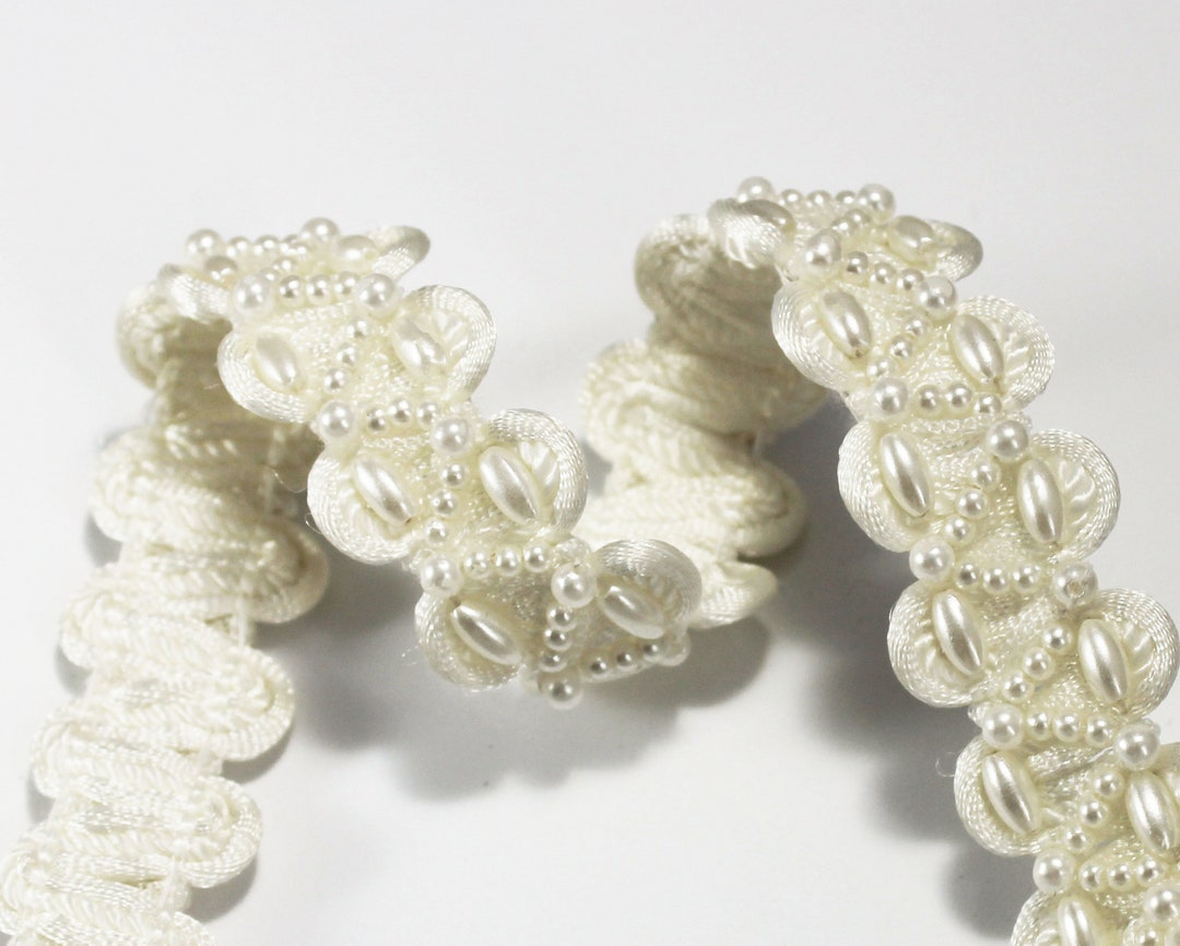 1980s Pearl Beaded Bridal Trim by the Yard for Belts Straps Etsy