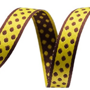 Polka Dot Ribbon Reversible Pistache Vert / Brown 1/2 " Wide Great pour les rubans de cheveux! Fabriqué en France Renaissance RIB26110