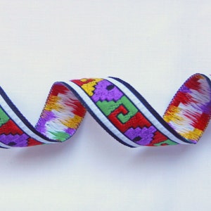 Tribal Ribbon 4 yards of 3/4&quot; Brightly Woven Imported from France made by Renaissance Ribbons LAT036