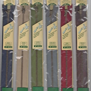 8" cremallera de metal Añadir su propio tirón gris oscuro, beige, vino, oliva, marina, marrón- Clover bolsas y totes