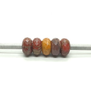 5Pc,Natural Green Jasper European Style Classic Beads,Rondelle Shape Faceted Jasper Beads,Jasper Cut Bead For Charms/Bracelet/Pendant,14X8MM