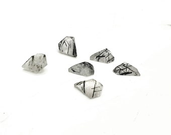Natural Black Rutile Gemstone Kite Shape 11x7 mm - 6 Pcs