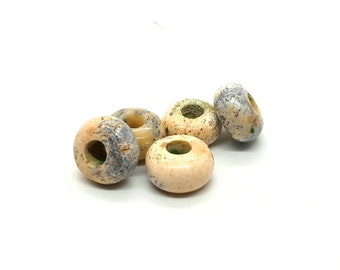 5Pcs, Natural Dendritic Agate European Style Smooth Beads, Rondelle Shape Smooth Agate Beads, Agate Smooth Beads For Charms/Bracelet, 14X8MM