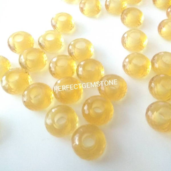 Citrine Hydro Quartz Gemstone Fancy Stylist Rondelle Big Hole Loose Beads 5 Pcs 14X8 MM 5 MM hole