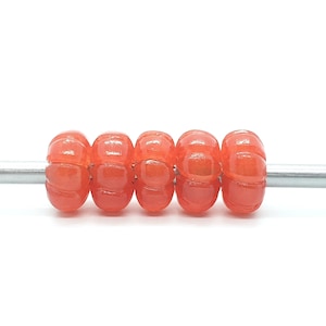 Orange Jade Gemstone European Style Large Hole Beads, Rondelle Pumpkin Beads, Drilled Orange Jade Gemstone, 5MM Hole Beads, 14X8MM, 5Pcs Lot