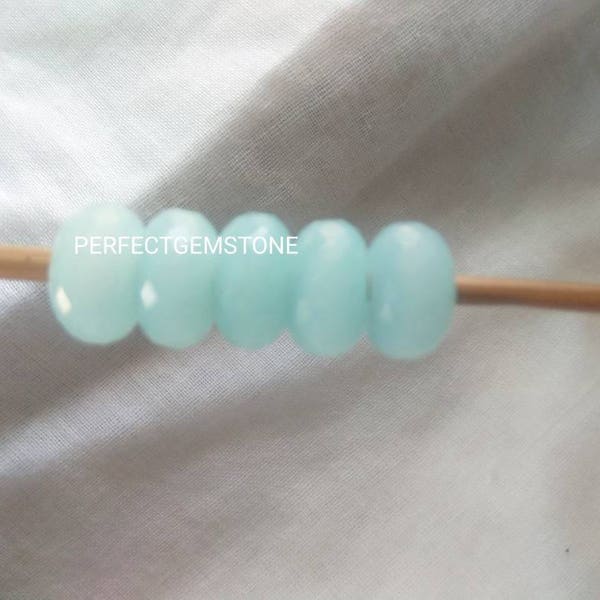 Aqua Jade Gemstone Fancy Stylist Rondelle Big Hole Loose Beads 1 Pcs 14X8 MM 5 MM hole
