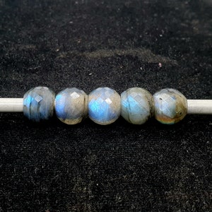 5Pcs,Natural Purple Labradorite European Style Classic Beads,Round Faceted Labradorite Beads,Cut Labradorite Beads For Charms/Bracelet,12MM