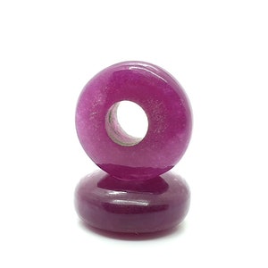 2Pc,Magenta Jade European Large Hole Beads,AAA+ Quality Jade Spacer Beads,Rondelle Smooth Jade Beads,Jade Beads For Charms/Bracelet,14X6MM