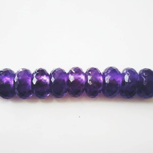 Natural Purple Amethyst Gemstone Fancy Stylist Rondelle Big Hole Loose Beads 10 Pcs 14X8 MM 5 MM hole