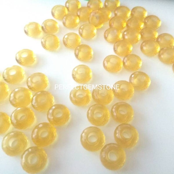 Citrine Hydro Quartz Gemstone Fancy Stylist Rondelle Big Hole Loose Beads 1 Pcs 14X8 MM 5 MM hole