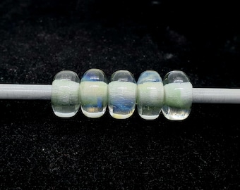 5Pcs, Opalite European Style Smooth Beads, Rondelle Shape Smooth Opalite Beads, Opalite Colored Beads For Charms/Bracelet/Pendant, 14X8MM